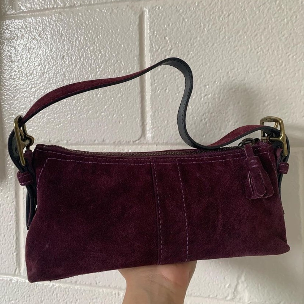 Coach demi hampton suede baguette